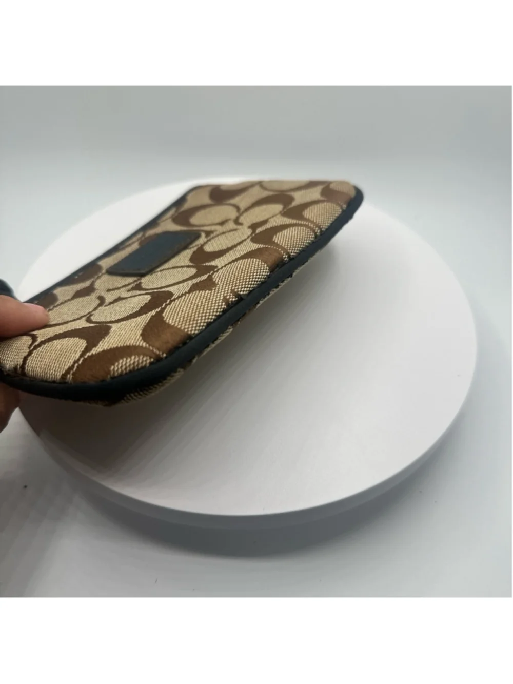 COACH TAN AND BROWN SIGNATURE WRISTLET EUC